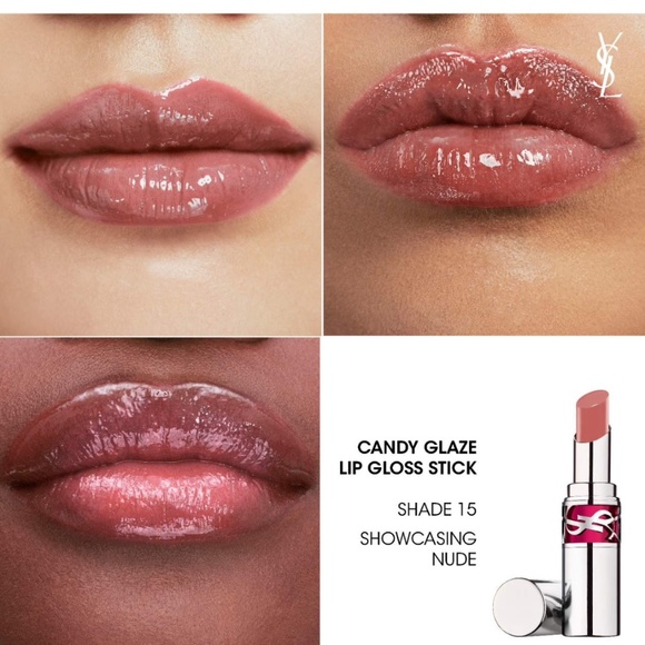 YSL Candy Glaze Glossy Shine Lip Gloss Stick In “Showcasing Nude #15” 3.2g - Picture 3 of 5